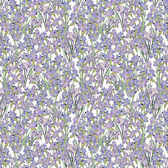 Clothworks Spring Garden Digital Floral Y4365-27 Purple | SOLD BY THE HALF-YARD